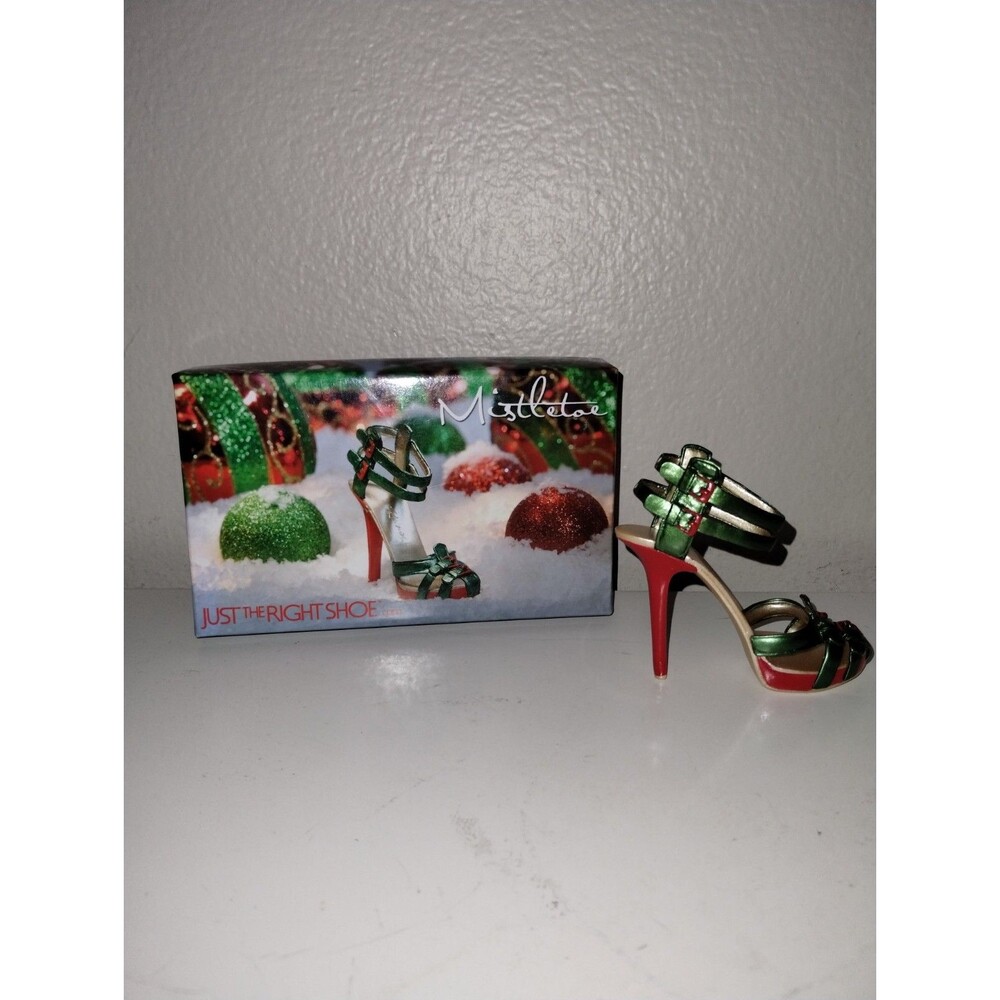 RARE Just The Right Shoe MISTLETOE High Heel Pump Red Green -New in box